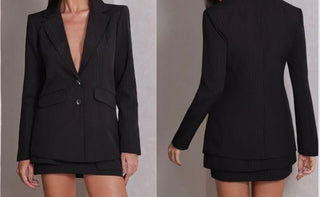 Blazer em Alfaiataria gola diferenciada